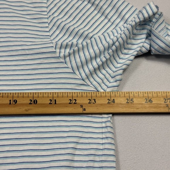 Peter Millar Men's Polo Golf Shirt Striped Pima Cotton White Blue Extra Large - Picture 9 of 10